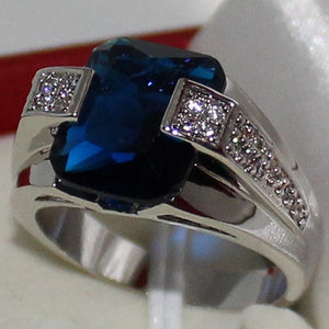 Huitan Deep Blue Solitaire Ring for Women
