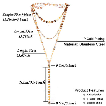 Stainless Steel Multilayer Sequined Choker Necklace