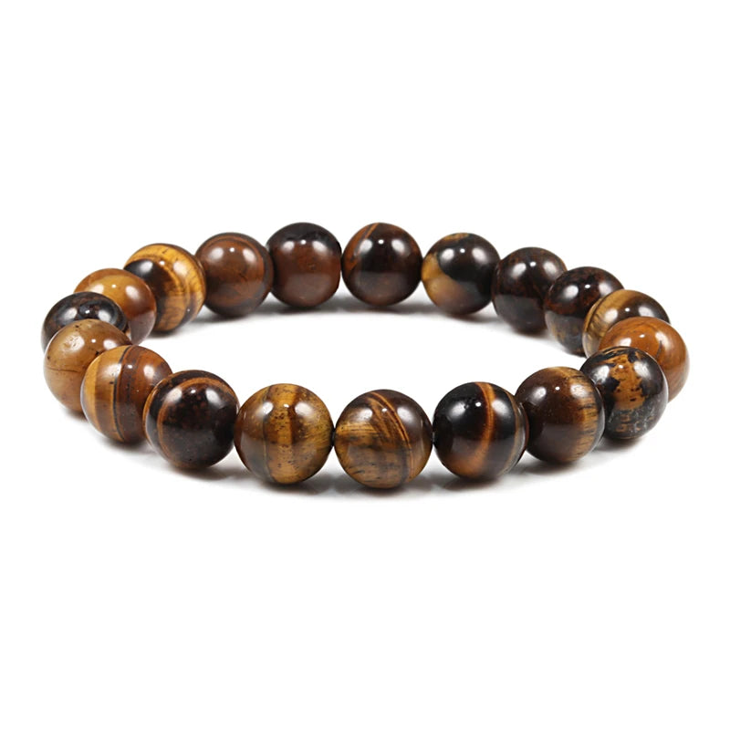 Natural Stone Volcanic Lava Tiger Eye Bracelet