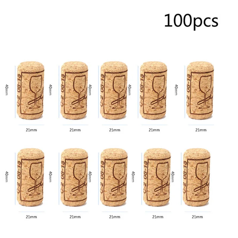 100 Pcs Natural Wine Bottle Corks and Seals Heat Shrink Capsules with Tear Tab