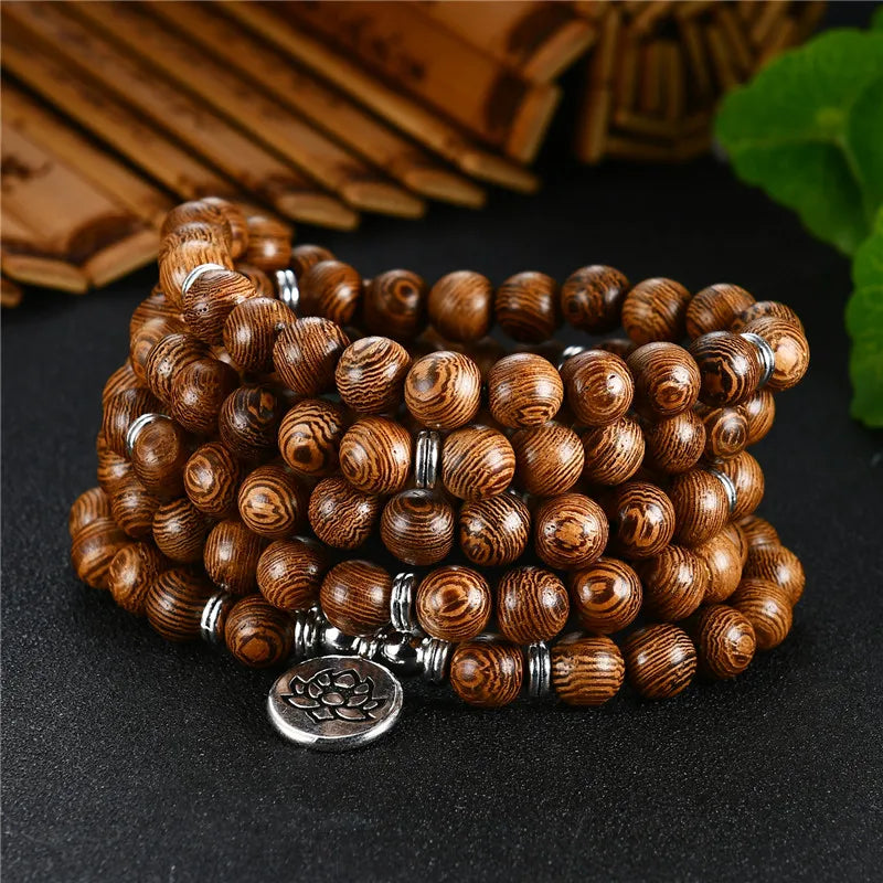 Natural Stone Six Words Mantra Bead Bracelet