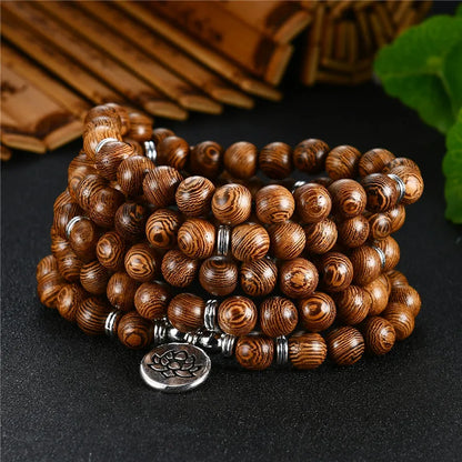 Natural Stone Six Words Mantra Bead Bracelet