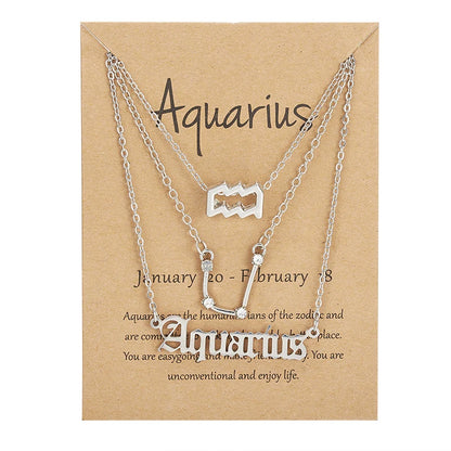 3-Piece Zodiac Constellation Layered Pendant Necklace Set
