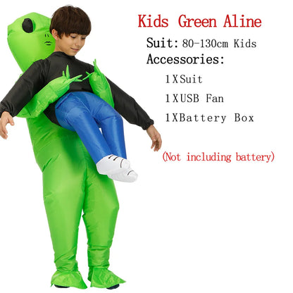 Funny Green Alien Inflatable Costume - Adult & Kids Blow Up Cosplay Outfit