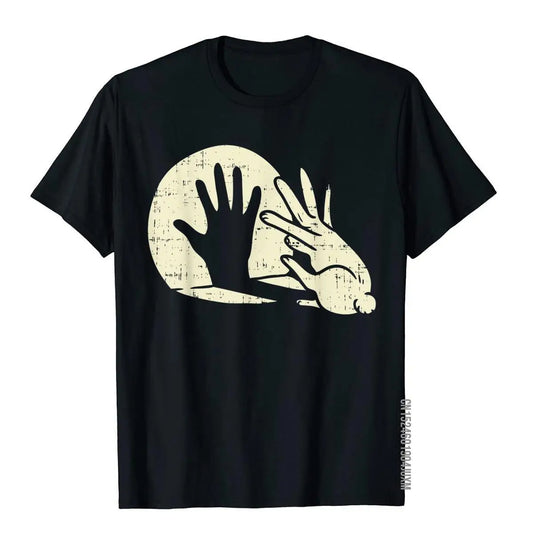 Unisex Funny Rabbit Shadow Play Hand Gesture Graphic T-Shirt