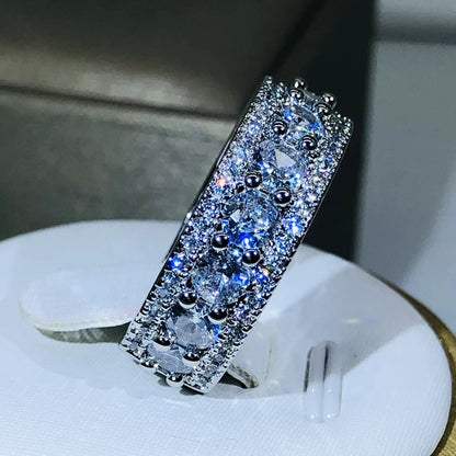 Elegant Temperament Geometric White Zircon Ring
