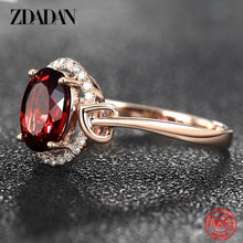 925 Sterling Silver Big Oval Ruby Zircon Ring