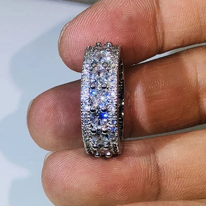 Elegant Temperament Geometric White Zircon Ring