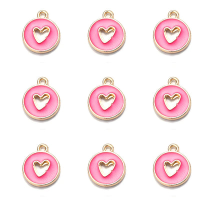 10pcs Double-Sided Enamel Heart Charms for DIY Jewelry Making
