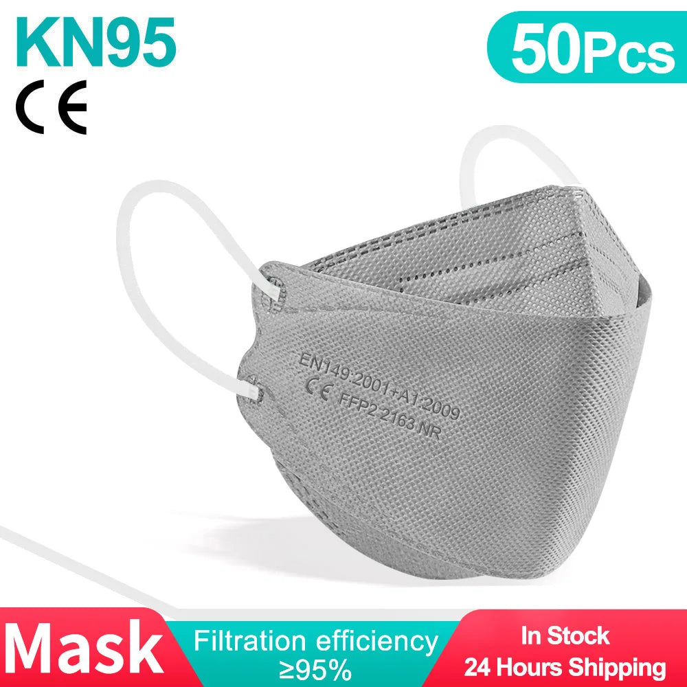 KN95 FFP2 Adult 4-Layer Fish Mask (50 / 100 Pack)