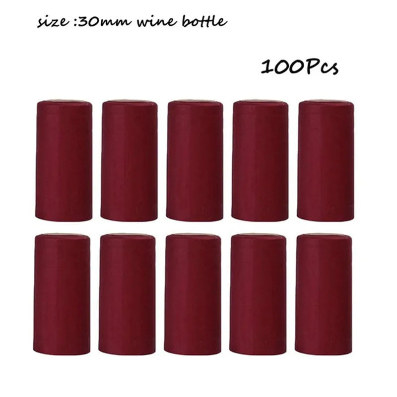 100 Pcs Natural Wine Bottle Corks and Seals Heat Shrink Capsules with Tear Tab