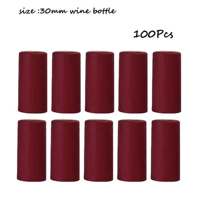 100 Pcs Natural Wine Bottle Corks and Seals Heat Shrink Capsules with Tear Tab