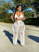 Two Piece Pants Crochet Fabric Revealing Top Set