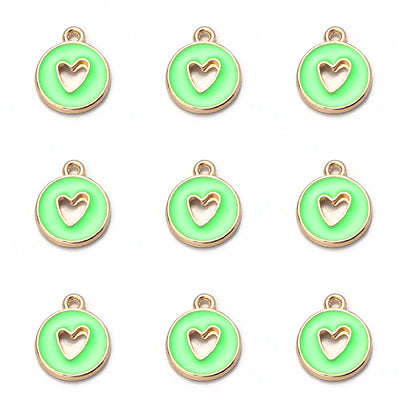10pcs Double-Sided Enamel Heart Charms for DIY Jewelry Making