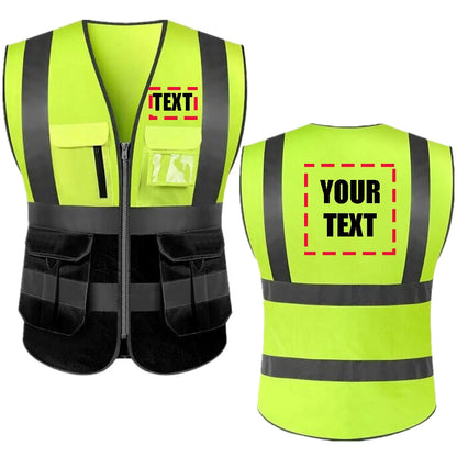 Custom High-Visibility Reflective Safety Vest with Multi-Pockets