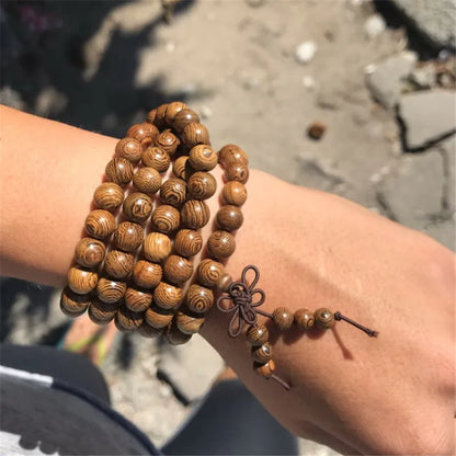 Natural Stone Six Words Mantra Bead Bracelet