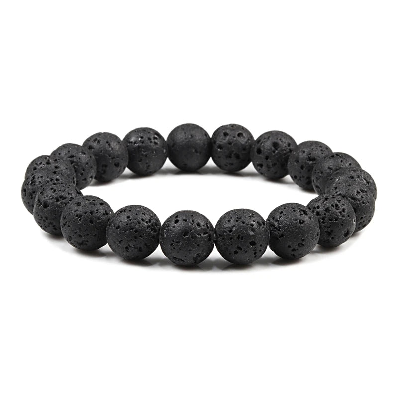 Natural Stone Volcanic Lava Tiger Eye Bracelet