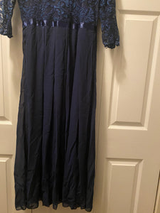 Long 3/4 Sleeve Blue Lace Dress SZ 7/8