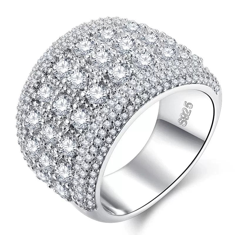 Seiko Eight-Heart Micro-Inlaid Full Zircon Ring