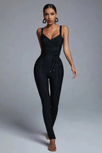 One Shoulder Long Sleeve Black Bandage Jumpsuit