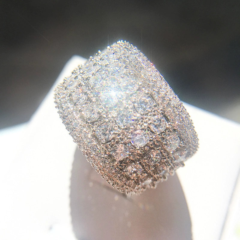 Seiko Eight-Heart Micro-Inlaid Full Zircon Ring