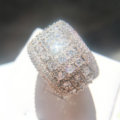 Seiko Eight-Heart Micro-Inlaid Full Zircon Ring