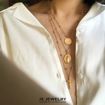Retro Multi-Layer Cross Coin Chain