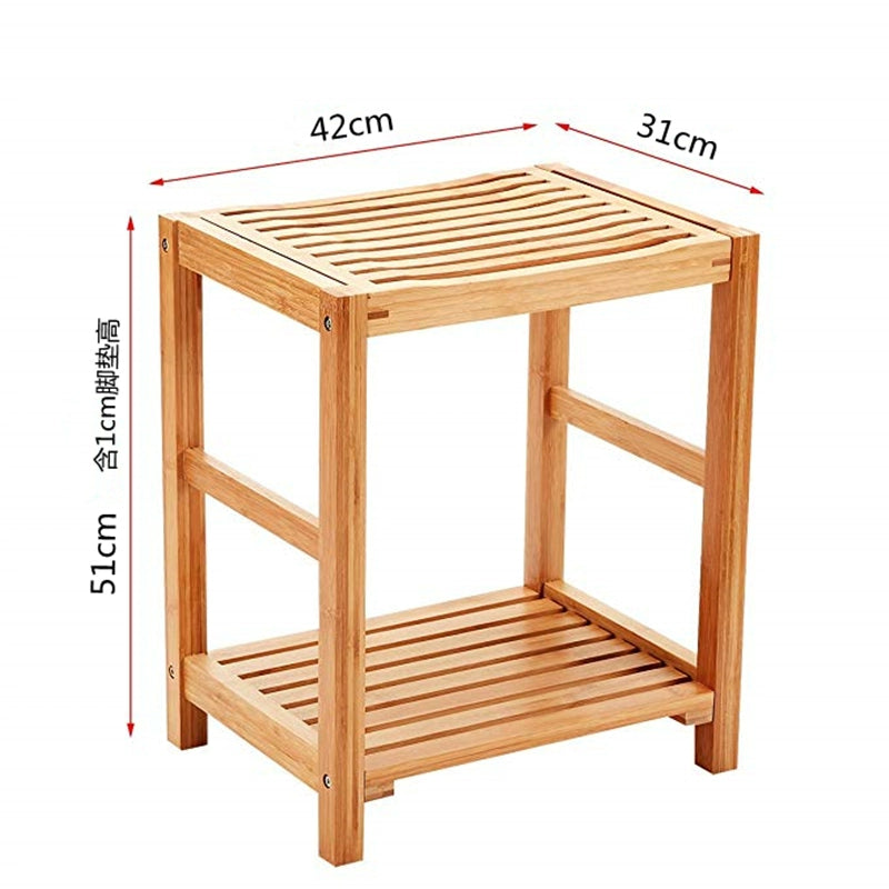 Bamboo Wood Bath Non-Slip Thickened Toilet Shoe Changing Stool