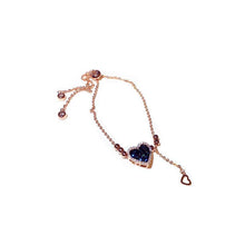 INS Blue Small Peach Rhinestone Heart Necklace