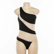 One-Shoulder Stitching One-Piece Swimsuit