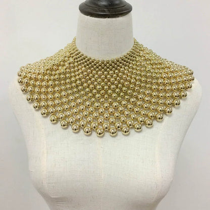 Exaggerated Metal Choker Necklace and Bracelet