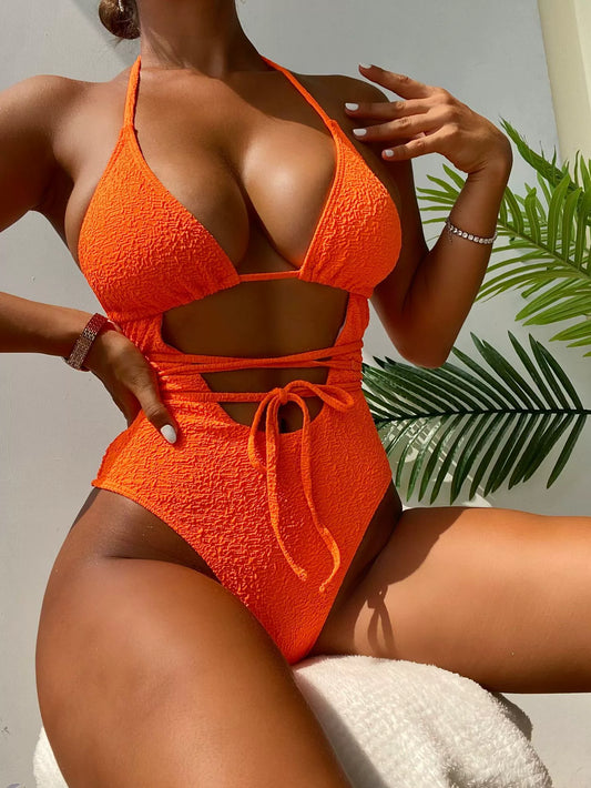 One-Piece Seaside Vacation Integrated Swimsuit