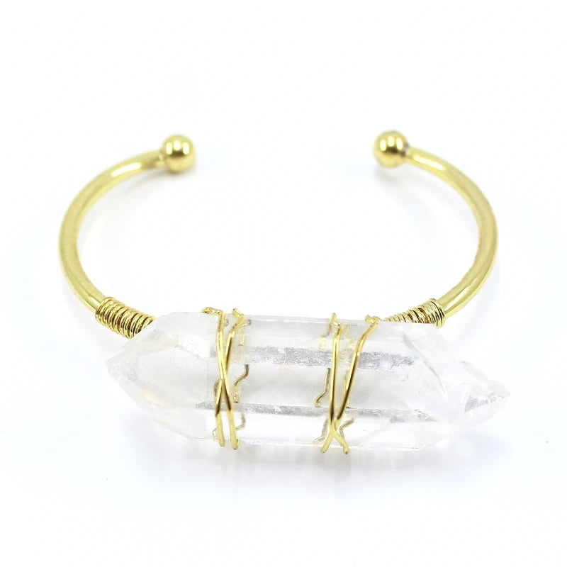 Natural Stone Crystal Cuff Bracelets