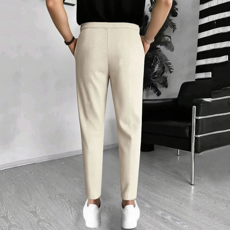 Men's Slim Fit Waffle Knit Athletic Jogger Pants with Pockets