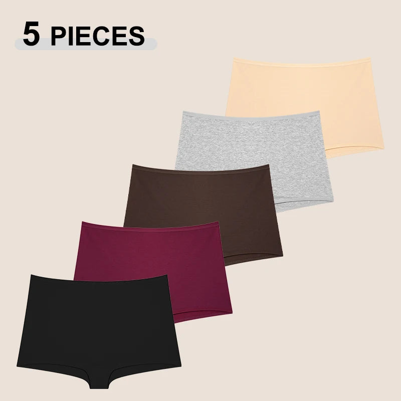 5Pcs Seamless Cotton Boyshorts