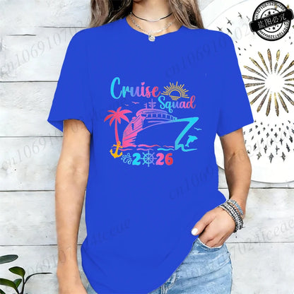 Women’s Cruise Squad 2026 Graphic T-Shirt – Casual Vacation Short Sleeve Tee