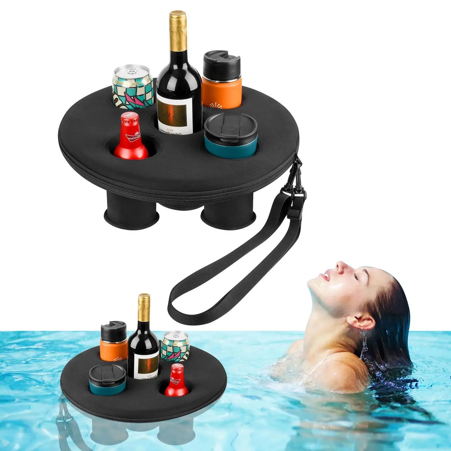 Floating 5-Hole Drink Holder & Ice Tray for Pool & Hot Tub