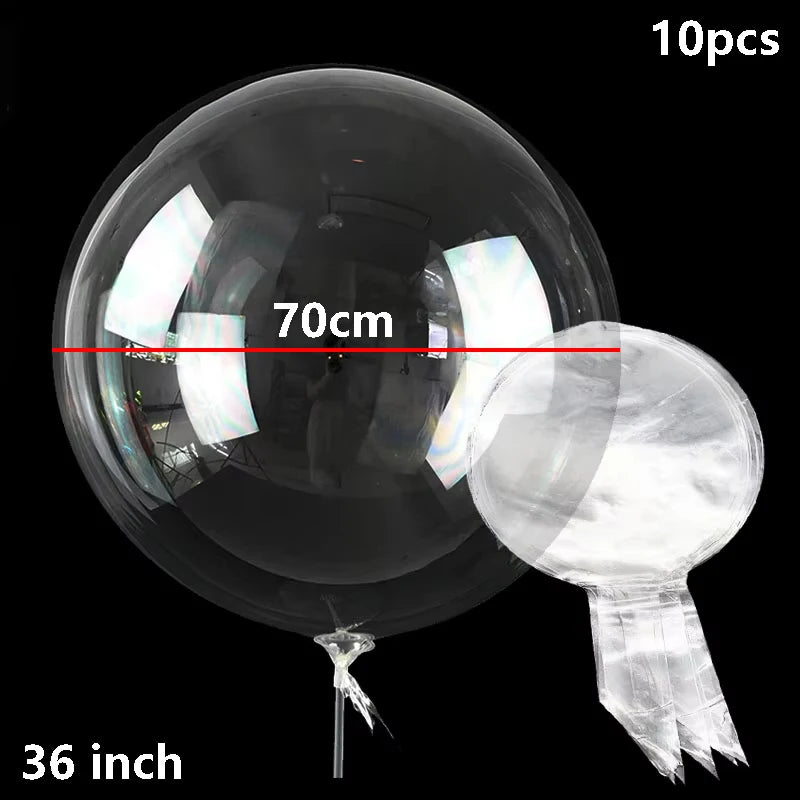 10PCS Clear Bobo Bubble Balloons Set, Large Transparent PVC Helium Balloons