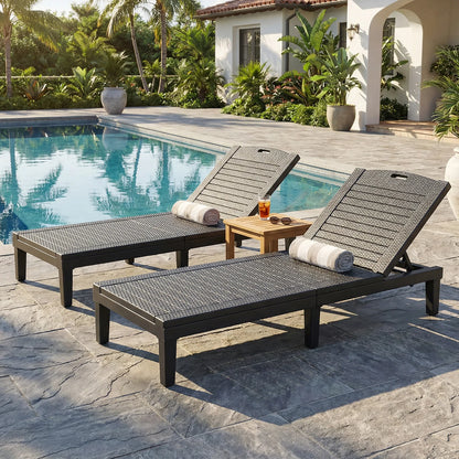 2PCS 5 Position Adjustable Pool Reclining Chair