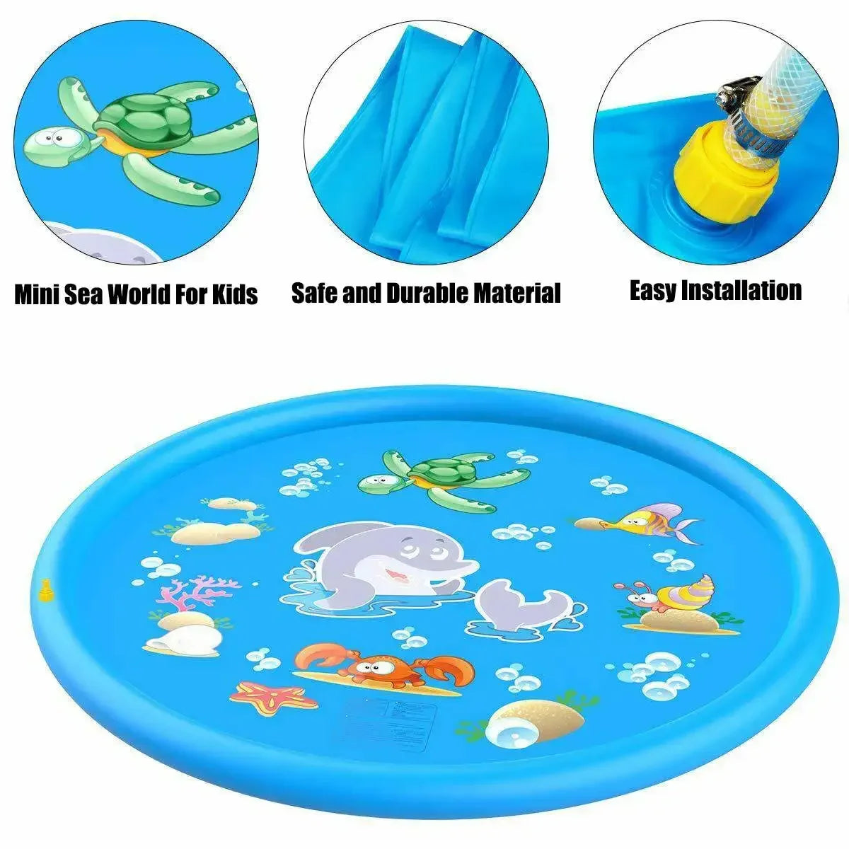 Kids Inflatable Water Sprinkler Splash Pad - Outdoor Lawn & Pool Play Mat