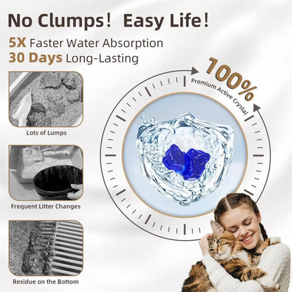 Premium Silica Gel Crystal Cat Litter 8.6lb Long-Lasting Odor Control & Absorption Non-Clumping