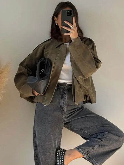 Women's Vintage O-Neck Single-Breasted Jacket