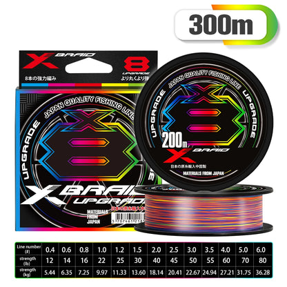 Xbraid Upgrade X8 Multicolor 8-Strand Braided Fishing Line