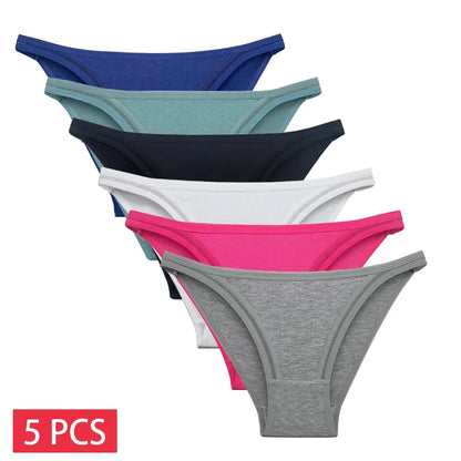 Women's 5-Pack Lace Trim Cotton Seamless Briefs Underwear