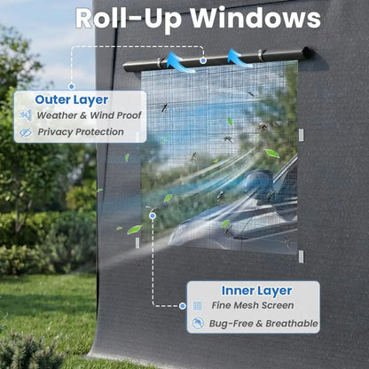 10x20FT Heavy Duty Carport Canopy with Removable Sidewalls, Roll Up Windows