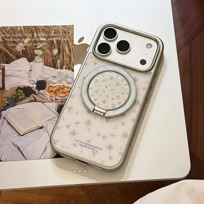 INS Floral Border With Magnetic Holder Shockproof Phone Case for iPhone