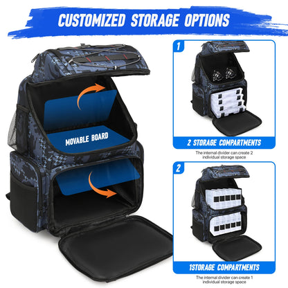 45L Fishing Tackle Storage Bag with Rod Holders & Rain Cover