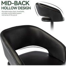 Faux Leather Swivel Barstool with Hollow Backrest and Arms Adjustable Height