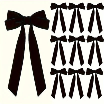 10pcs Velvet Christmas Tree Bows for Wreaths & Holiday Decor