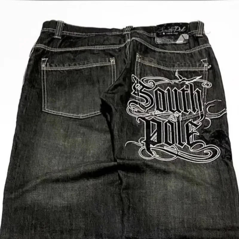 Trendy Letter Embroidered Loose Jeans